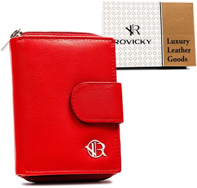 Rovicky - Kleine Leren Portemonnee - Drukknop - Rood