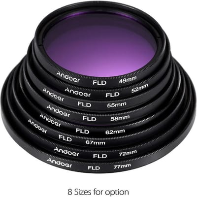 Kit de Filtres d'Objectif Andoer 55mm UV+CPL+FLD+ND(ND2 ND4 ND8) avec Étui de transport   Bouchon d'objectif   Bouchon d'objectif blue