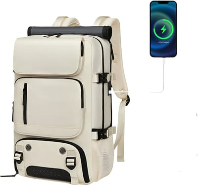 CarryQuest® - Damesreisrugzak - Waterdicht 16-inch Laptoprugzak met Schoenentas - Wandel Campingrugzak - Oxford Materiaal - Khaki