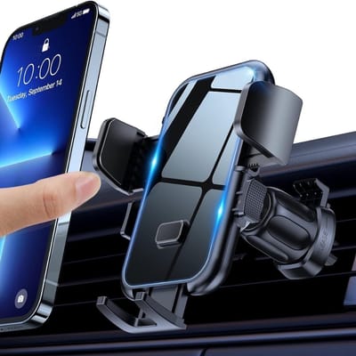 Famanu – Telefoonhouder voor auto ventilatie met éénknopsontgrendeling, 360 graden draaibaar