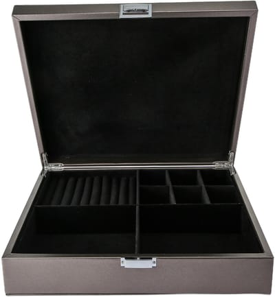 Emilie collection - sieradendoos - luxe juwelendoos - metallic zilver - beautycase - maat large