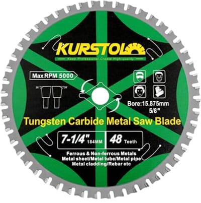 Cirkelzaagblad voor metaal 184 x 15,875 mm - 48T doorslijpschijf voor staal en ferrometalen