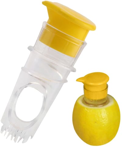 2 stuks Handmatige citroenpers - Citrus limoenpers - BPA-vrij - Geen vieze handen - Citroenpers - Compacte citruspers met deksel en geïntegreerd filter - Geel