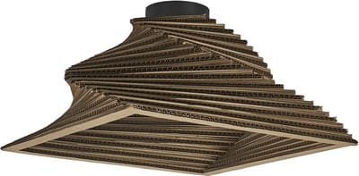 OSRAM plafondlamp Decor Cardboard Square Turn bruin van golfkarton, E27, 400 mm diameter, lampenkap van gerecycled materiaal, duurzaam dankzij vervangbare lichtbron, eenvoudig te installeren