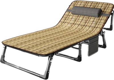Campingbed Volwassenen - Opklapbed Slaapbed - Logeren Kamperen - Met Kussen - 75cm - Geel
