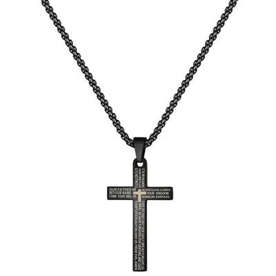 Sorprese Ketting Kruis - Premium Black - Ketting Heren - Zwart - 60 cm - Heren Ketting - Cadeau - Model X