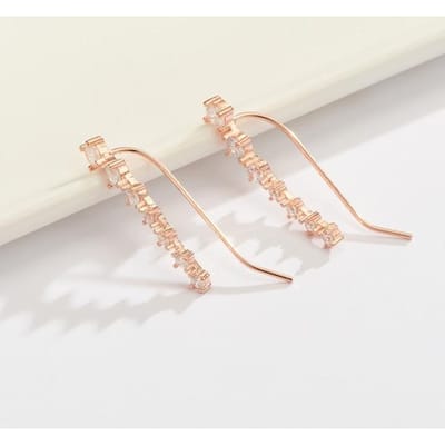 Reeti Nieuwe Hoge Kwaliteit Super Glanzende Zirkoon 925 Sterling Zilveren Oorbel Voor Vrouwen Sieraden Groothandel Cadeau Oorrij beige