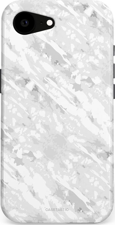 Casetastic hoesje geschikt voor Apple iPhone 16e / Apple iPhone 17e - MagSafe - Dubbellaagse bescherming - Winterse Camouflage - Fashion Case - Lichtgrijs Wit
