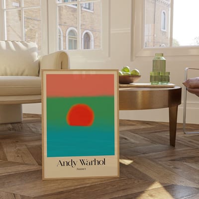Andy Warhol Zonsondergang Poster Groen/Blauw - 30x40 cm