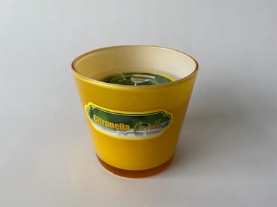 Citronella kaars in glazen pot Geel