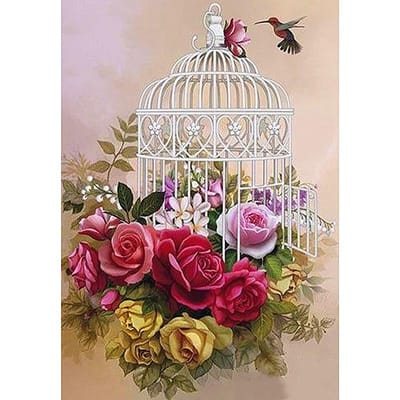 5D DIY Diamond Painting  Vogelkooi bloemen  Diamond Borduren Cross Stitch Mozaïek Home Decor 20X30CM gray