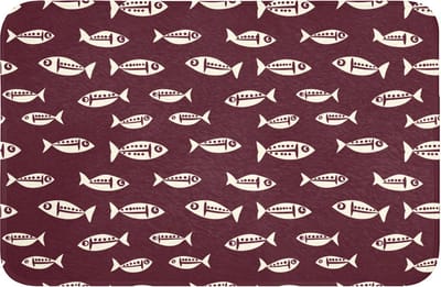 Badmat 60x40 cm - Antislip - Vissen - Grafisch - Patroon - Donker - Badmatten voor badkamer - Badkamermat - Douchemat - Badkamer mat