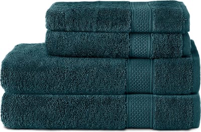 Komfortec Handdoekenset – Set van 4 - 2x Handdoek 50x100 cm en 2x Badhanddoek 70x140 cm - 100% Katoen - Petrolemblauw