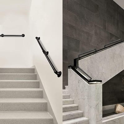 Wandleuning - Handgreep Trap - Veiligheid Verhogend - Industriële Stijl - 7ft - Zwart