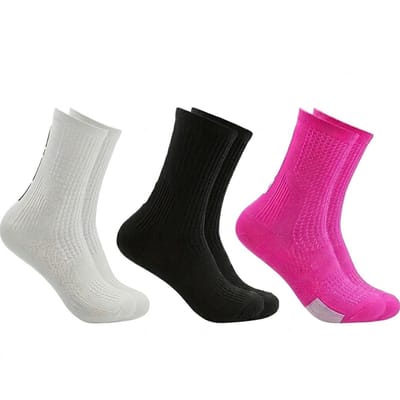 Wit Zwart Roze wielren en sport sokken unisex ademende fietssokken outdoor casual hoge sokken met letter patroon 3 paar maat 39-42