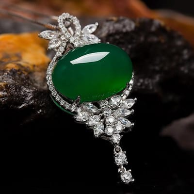 POMOiii Ovaalvormige prachtige elegante hanger ketting voor vrouwen Charm Wedding Engagement Sleutelbeenketting Vrouwelijke geschenken gray