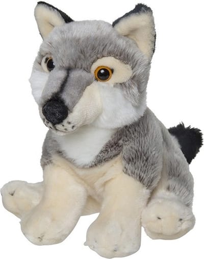 Nature Planet Pluche wolf - wolven knuffel - zittend - 22 cm - bosdieren knuffel - speelgoed voor kinderen