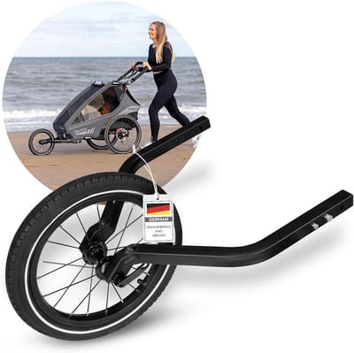 Fietsaccessoires Kinderzitje - Kinderwagen Wielen - Actief Buitenleven - Robuust Composietmateriaal - 14 Inch - Zwart