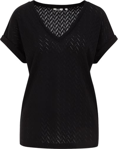 WE Fashion Dames T-shirt met opengewerkt dessin