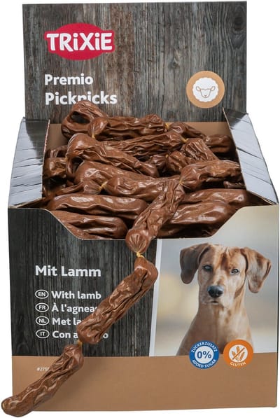 Trixie Worstketting Lam 200g - Luchtgedroogde Snacks - Vleesgehalte 94%, 8 cm lengte