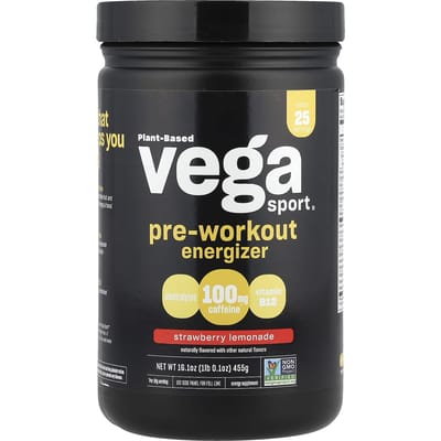 Vega, Sport Végétal®, Supplément Pré-Entraînement, Saveur Limonade Fraise, 16,1 oz (455 g)