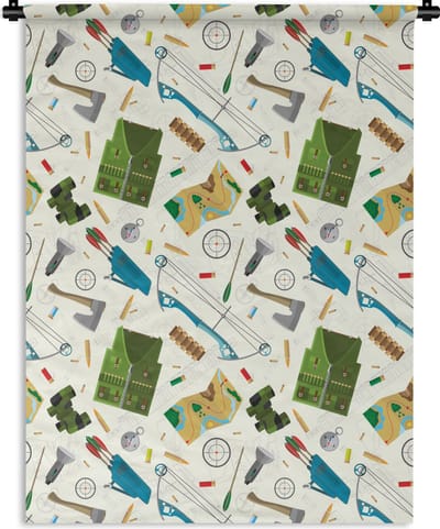 Wandkleed - Wanddoek - Boog - Kogels - Patronen - 150x200 cm - Wandtapijt