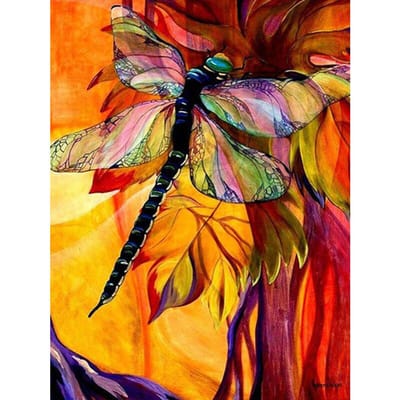 Peinture au Diamant 5D Complète Bricolage Point de Croix Libellule Colorée Broderie Diamant Diamant 20X30CM black