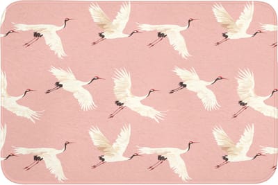 Badmat 90x60 cm - Antislip - Modern - Kraanvogels - Roze - Badmatten voor badkamer - Badkamermat - Douchemat - Badkamer mat