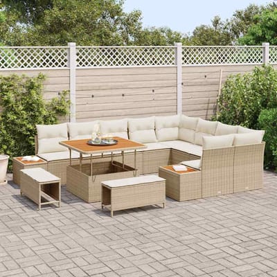 vidaXL - Tuinbank - Set - 12 - st - 11-Aantal - zitplaatsen - Beige - Poly - rattan