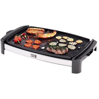 Elektrische barbecue, tafelgrill, elektrisch met TÜV & GS, 2200 watt, 4 – 8 personen, barbecue, tafelgrill, indoor XXL teppanyaki grillplaat, grills tepaniaky, elektrische grillplaat voor balkon