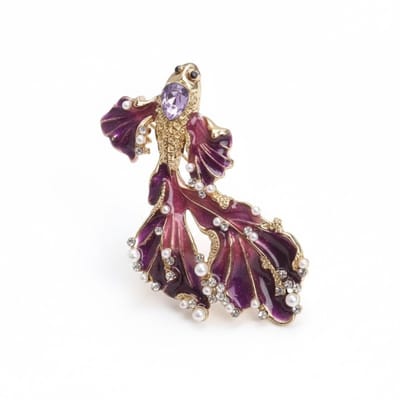 Dames Broche Amethist Vis - Parels En Kristallen - Cadeau Voor Haar - Elegant - Dames Sieraden