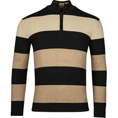 Baileys Trui Half Zip Yarn Dyed Stripe Cotton Beige / male