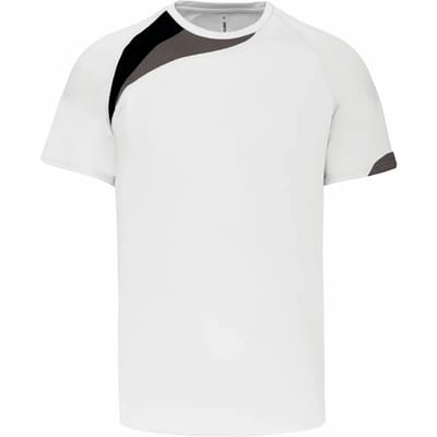 PROACT® Sportshirt korte mouwen kids PA437 - White / Black / Storm Grey - 6/8 years (6/8 ans)