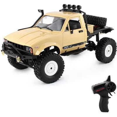 Camion télécommandé WPL 1/16 Camion militaire télécommandé Voiture tout-terrain 4WD 2,4 GHz Voiture d'escalade 1 battery jaune