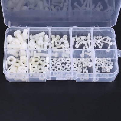 Dailygoods- Schroeven 150-delig assortiment - Zeskantmoeren - Sluitringen - Polyamide - M2/M2.5/M3/M4/M5 - Diverse maten - Bevestigingsset