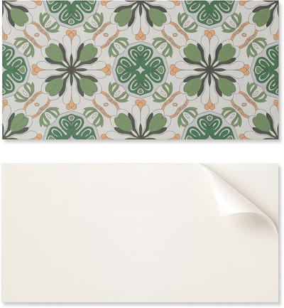 Zelfklevende PVC-tegels met een motief, perfect voor de hal: bloemenpatroon in symmetrie, 10x40x20 cm