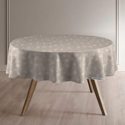 Protecttable - Rond Tafelzeil Pluizenbloem Beige Ø138cm - Tafelkleed Afwasbaar - Kunststof