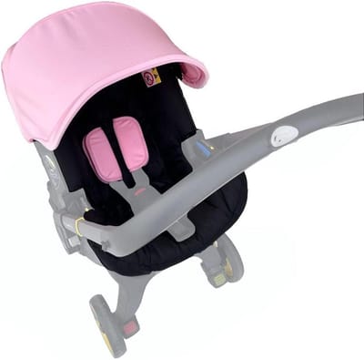 Kinderwagen Accessoires Set - Zitkussen Luifel - Comfort Kinderwagen - Wasbaar Ontwerp - 67x36x20 cm - Roze Zwart