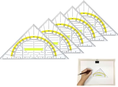 Set van 5 Flexibele Geometrische Driehoeken met Handvat - Transparante Driehoekliniaal van 16 cm, Ideaal voor Teken- en Ontwerpprojecten