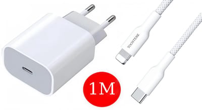TOOSTERK USB-C naar Lightning-kabel 1 meter + 20W USB-C snellader – Snel opladen & data | Geschikt voor Iphone