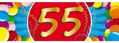 55 jaar leeftijd sticker - 19 x 6 cm - verjaardag - jubileum - versiering