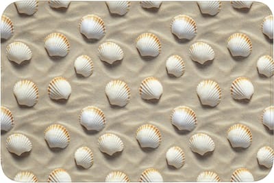 Badmat 90x60 cm - Antislip - Schelpen - Zand - Maritiem - Badmatten voor badkamer - Badkamermat - Douchemat - Badkamer mat