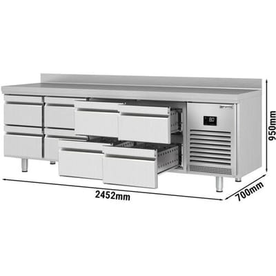 GGM Gastro Kühltisch Premium PLUS - 2452x700mm - 8 Schubladen - Aufkantung