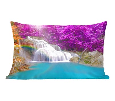 Sierkussens - Kussentjes Woonkamer - 50x30 cm - Waterval - Bomen - Regenboog - Paars