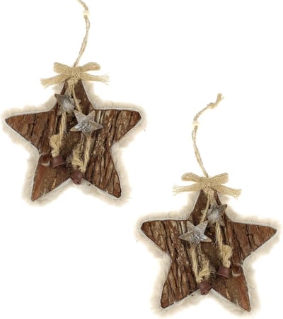 Kerstdecoratie Ster van Hout 24cm Ø - Natuurlijke Hangende Ster voor Tafel en Raam, Moderne Decoratie voor Feestdagen