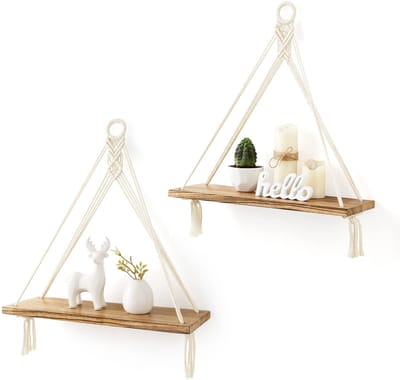 Unyqoos ® Boho Stijl Handgeweven Houten Wandrek Set van 2 voor Diverse Kamers