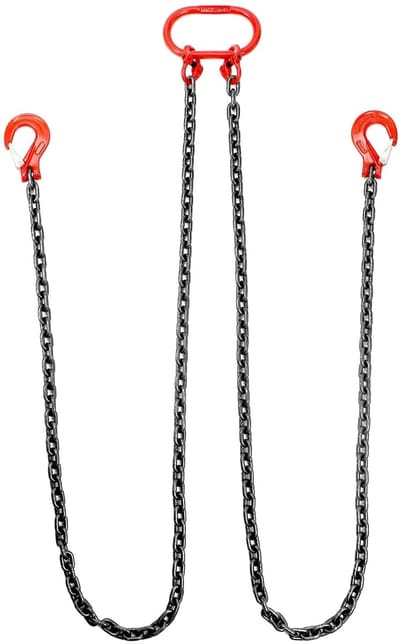 3T Hijsgordel Ketting Sling - 2M - 2 Strengen - G80 Manganese Staal Ketting (8mm) - Hoge Treksterkte Legering Haak voor Veilig Hijsen en Transport