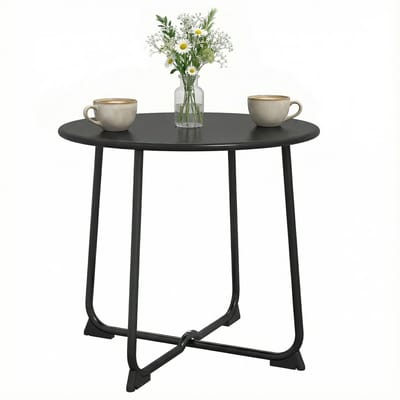 Outsunny Outdoor Salontafel-Metaal-50L x 50B x 45,5H cm-Zwart