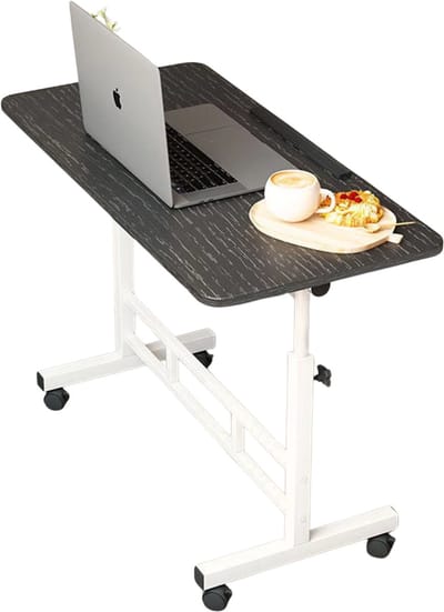 Mobiel Sta-bureau Zit-sta bureau Verrijdbaar - Voor Thuiskantoor & Laptop - Verstelbare Hoogte - Witte Sta-tafel met Wielen - zit sta bureau verstelbaar bureau - Zwart 60x40cm
