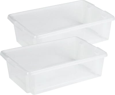 Sunware opslagbox Nesta - 2x - kunststof - 30 liter - transparant - 59 x 39 x 17 cm - stapelbaar